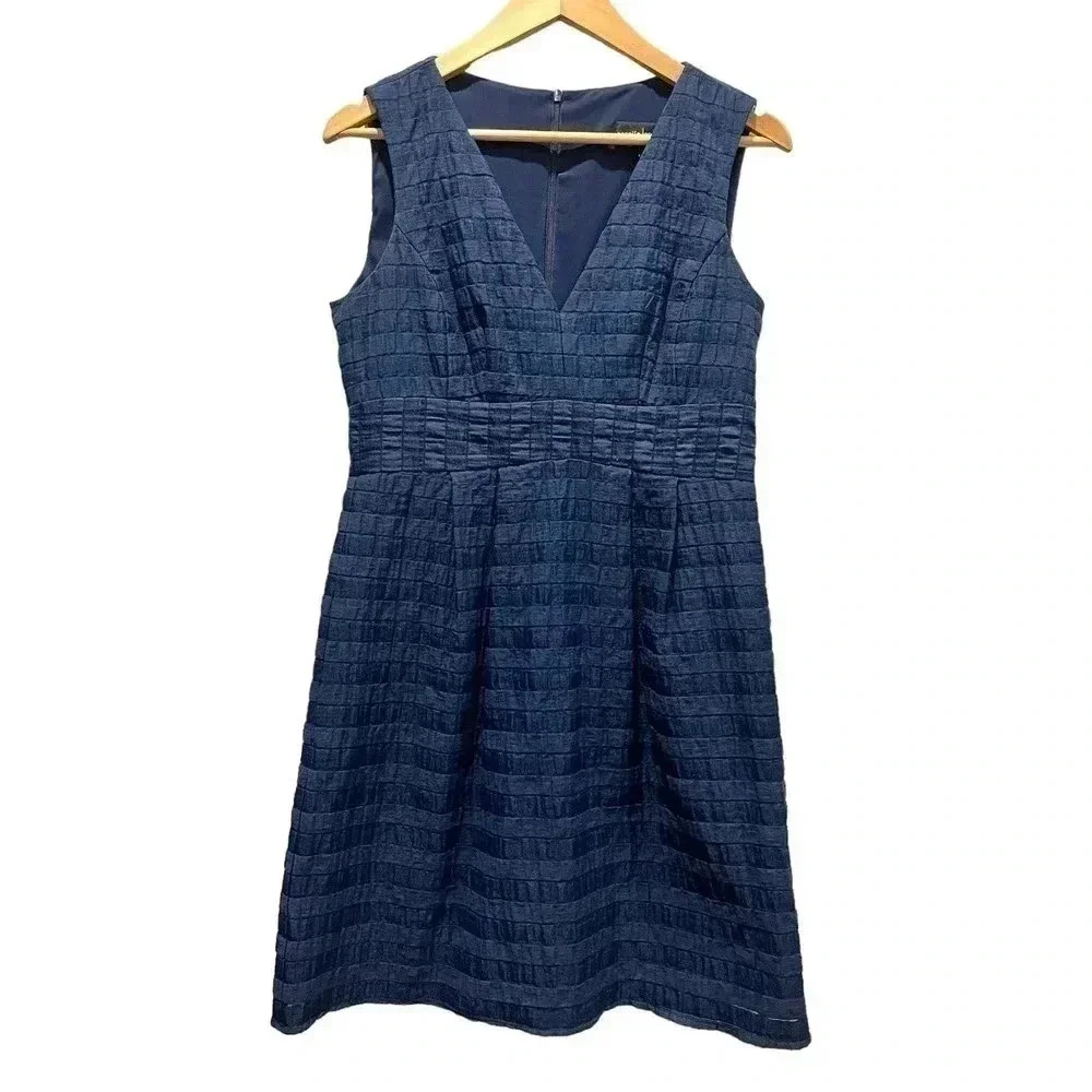 Nanette Lepore‎ Navy Blue Vertical Lined Dress with Pockets Size 4
